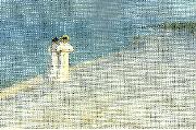 Peter Severin Kroyer sommeraften pa skagen sonderstrand oil painting